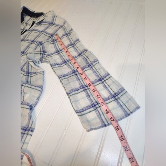 Andrée women's Plaid/embroidery top blue and white. Size (S) - Picture 11 of 12